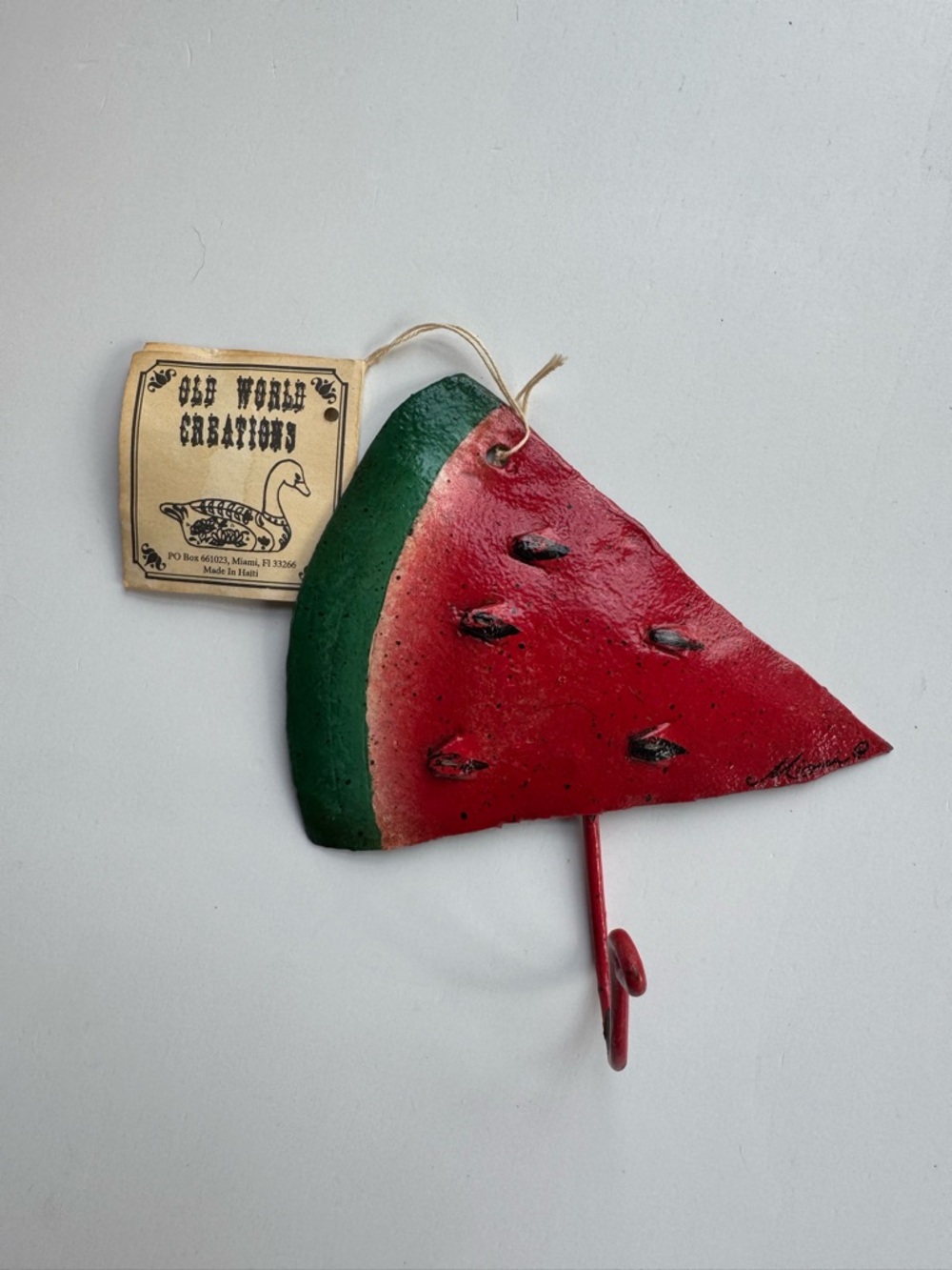 Watermelon Slice Wall Hook - Red & Green Decorative Hook
